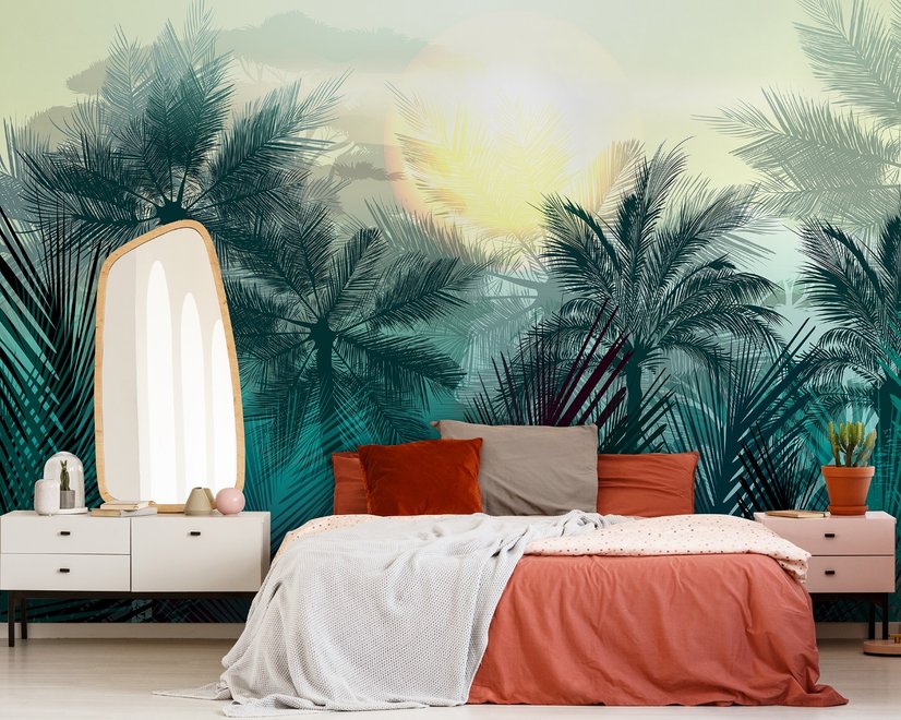 Tropical Palm Trees and Sunlight Wallpaper Mural