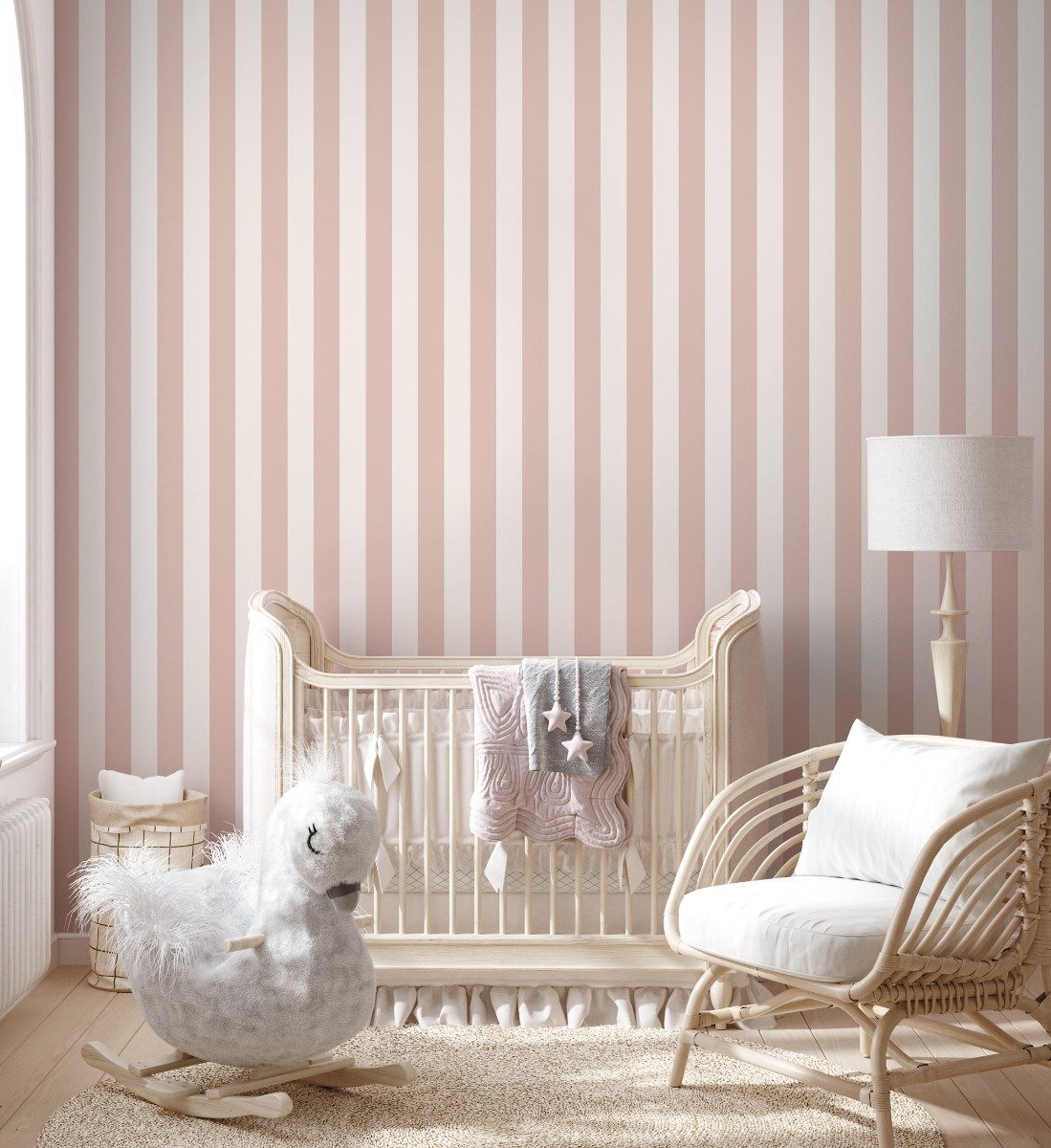 Soft Blue/Pink Stripe Lines for Kids Nursery Wallpaper Mural - Peel and Stick
