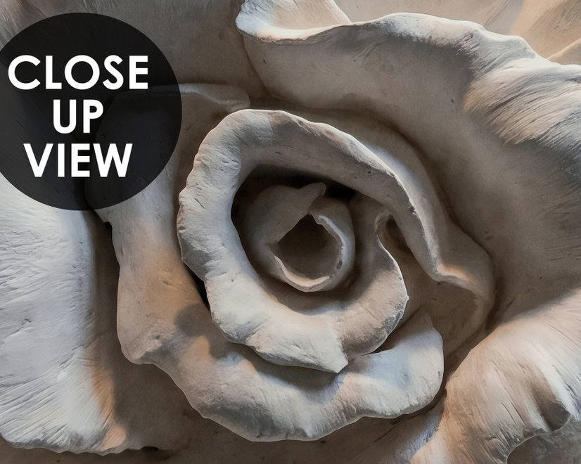 3D Embossed Look Cement Roses Wallpaper Mural