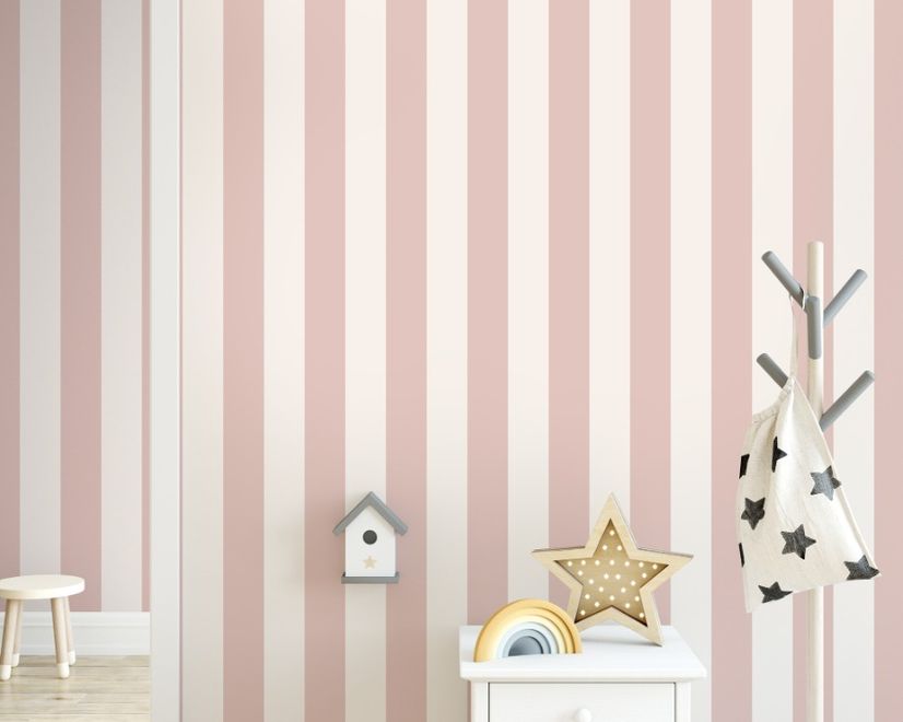 Soft Blue/Pink Stripe Lines for Kids Nursery Wallpaper Mural