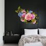 3D Blumen Wandtattoo mit Rosa, Orange und Blauen Rosensträußen