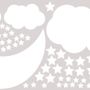Nursery White Crescent Moon with Clouds Wall Decal Sticker