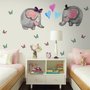 Kids Cute Elephant and Little Butterfly Wall Decal Sticker