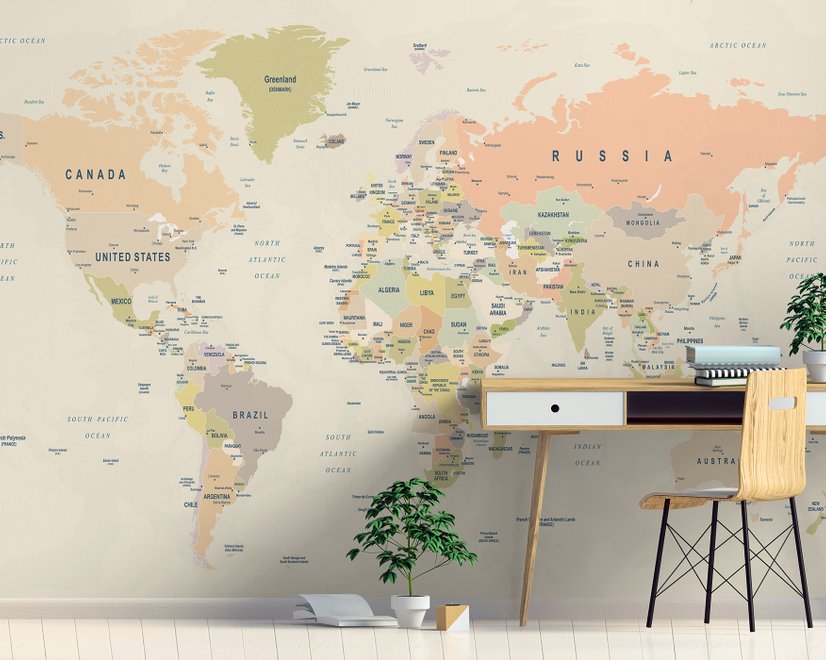 Papier peint panoramique détaillé des pays de la carte politique du monde