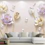 3D Embossed Look Tulip Floral Wallpaper Mural