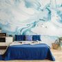 Marble Style Blue Brush Paint Art Wallpaper Mural