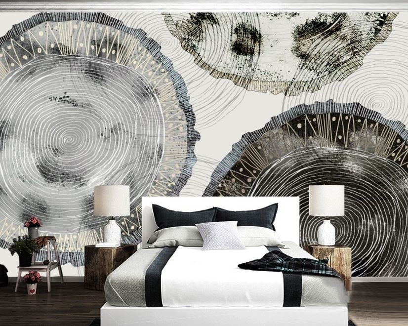 Watercolor Abstract Round Art Wallpaper Mural
