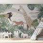Retro Wild Animals with Tropical Leaves Wallpaper Mural