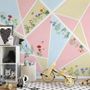 Flowery with Geometric Shapes Wallpaper Mural