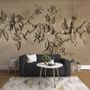 3D Embossed Look Cement Floral Tree Wallpaper Mural