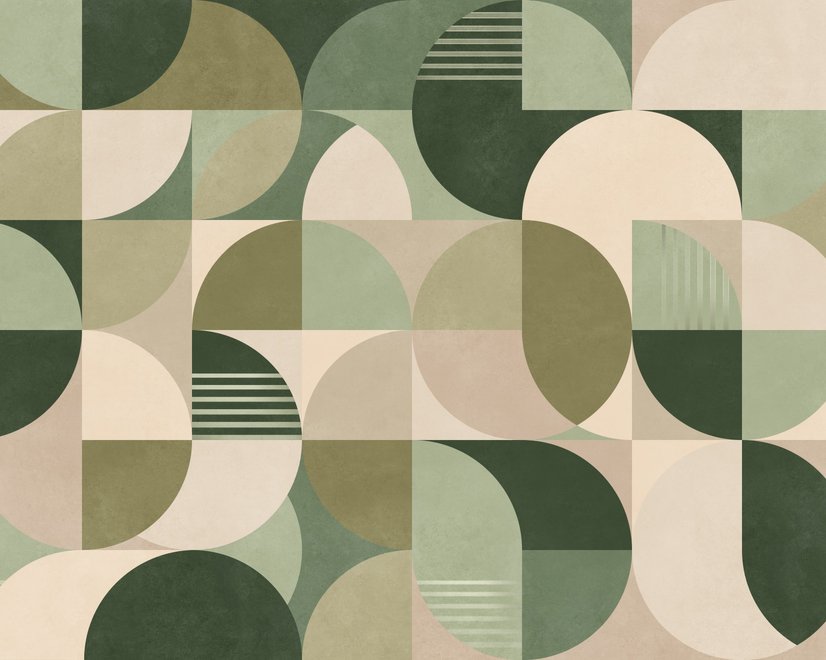 Retro Abstract Geometric Shapes Wallpaper Mural