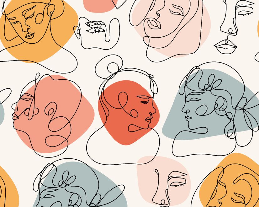Colorful Abstract Faces Wallpaper Mural