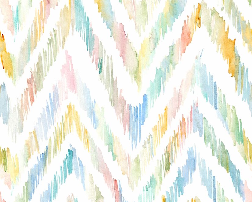 Watercolor Multicolor Chevron Ikat Design Art Wallpaper Mural