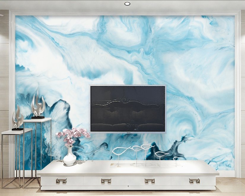 Acrylgemälde Frische Blaue Wellen Fototapete