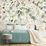Watercolor Soft Floral with Green Leaves Wall Mural