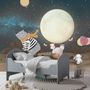Cartoon Bear and Cute Rabbit with Moon Wallpaper Mural
