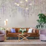 Watercolor Hanging Wisteria Flowers with Hummingbirds Wallpaper Mural 