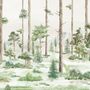 Fototapete Aquarell Wald Bäume für Kinder