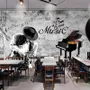 Dark Music Notes with Piano Wallpaper Mural