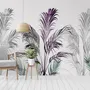 Tropical Fresh Purple Green Palm Leaves Wallpaper Mural