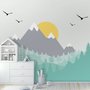 Papier peint panoramique de montagne et d'arbres pour les enfants