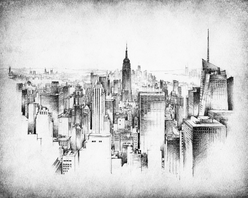 Monochrome Charcoal City Wallpaper Mural