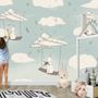 Kids Paper Plane and Animal Wallpaper Mural