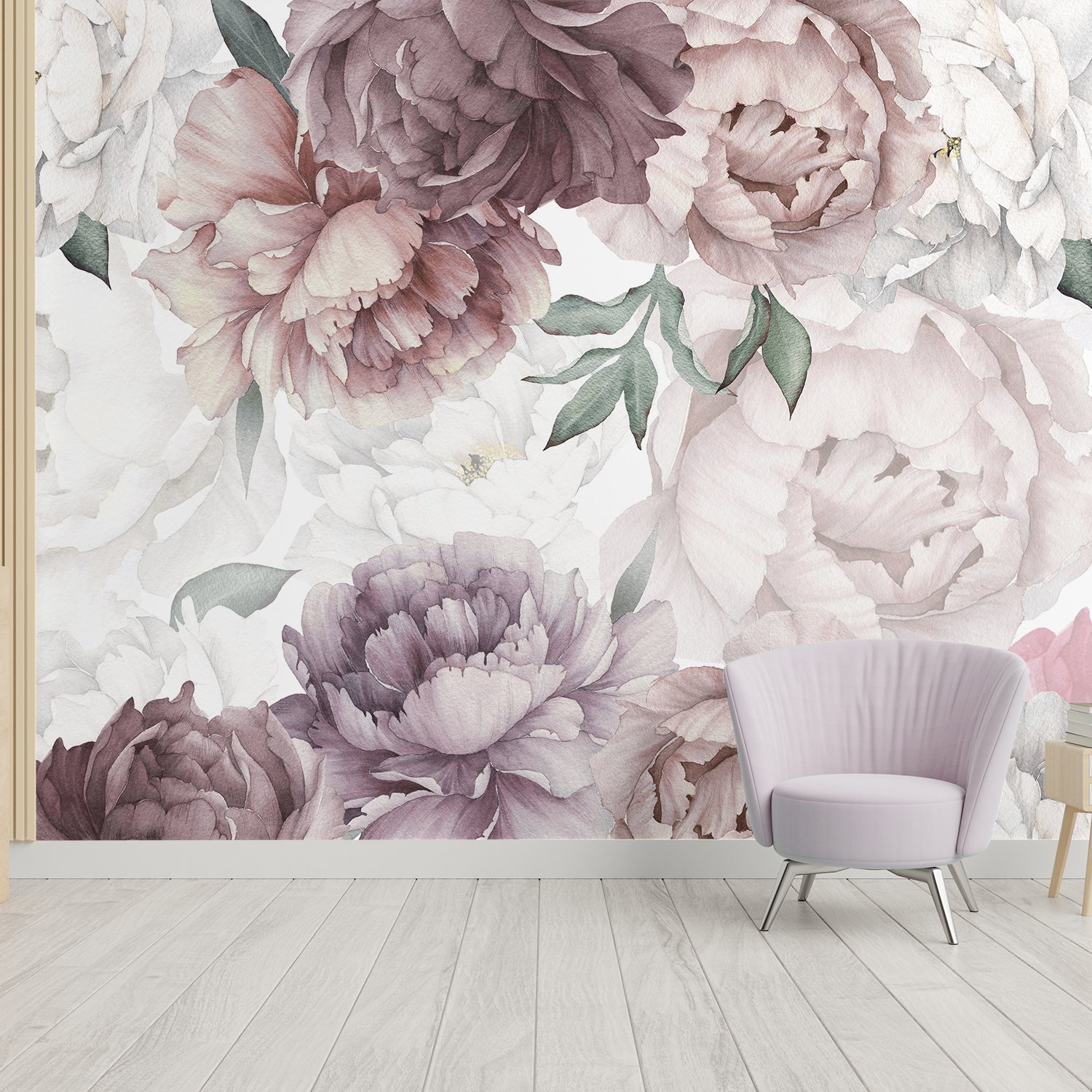 Soft Peony Nursery Floral Wallpaper Mural - Peel and Stick