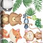 Kids Cute Animals with Banana Leaves Wall Decal Sticker