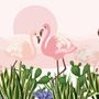 Flamingo with Cactus Wallpaper Mural