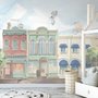 Kinder-Dorfzeichnung mit Cartoon-Tieren Fototapete