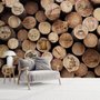 Papier peint panoramique café avec mur en bois