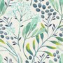 Papier peint branches feuilles vertes baies