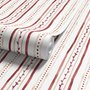 Watercolor stripe leaf wallpaper with burgundy dots and heart leaves on a bright white ground