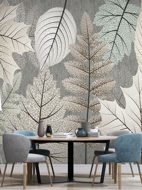 Scandinavian Style Unique Leaves Wallpaper Mural