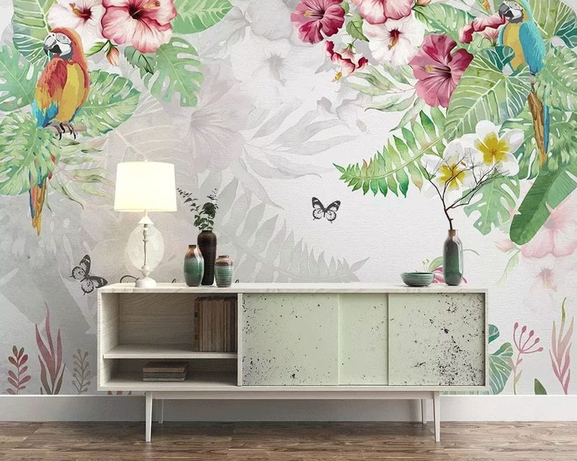 Mirabilis and Tropical Plants Wallpaper Mural