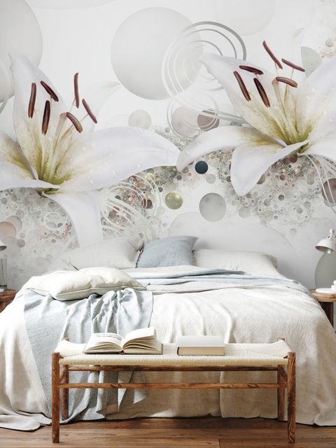 White Lily Floral Wallpaper Mural