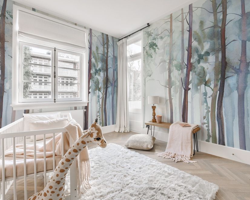 Watercolor Trees Wallpaper Mural