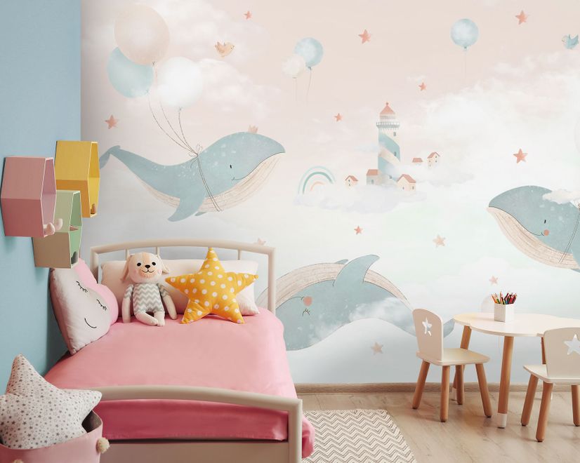 Kids Soft Whale  Undersea Life Wallpaper Mural