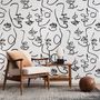 Abstract Charming Artistic Faces Wallpaper Mural