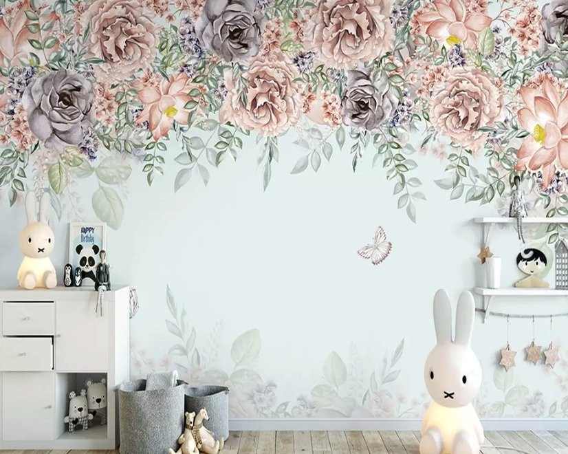 Papier peint panoramique fleurs de vigne sombre nostalgiques