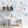 Kids Soft Light Pink / Blue Wildflowers Floral Pattern Wallpaper Mural
