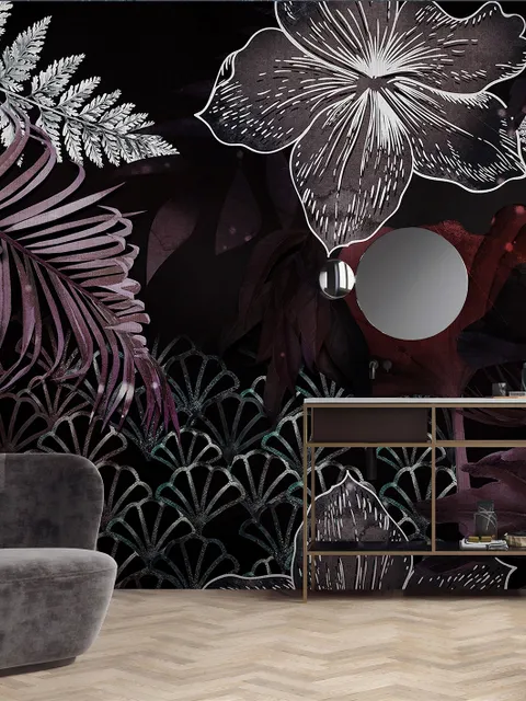 Dark Leaf Wallpaper Mural