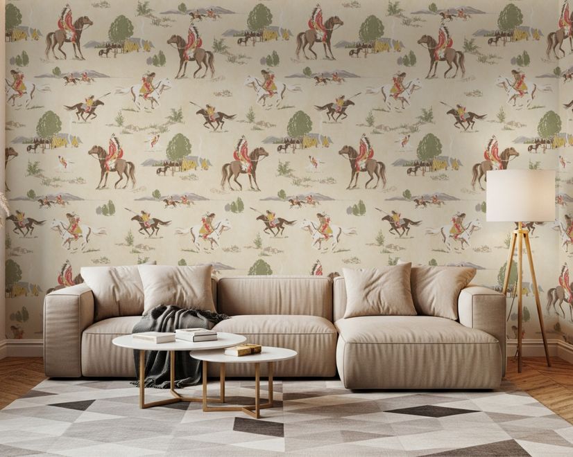 Retro Western Cowboys Wallpaper Mural