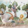 Kids Forest Animals with Treehouse Wallpaper Mural