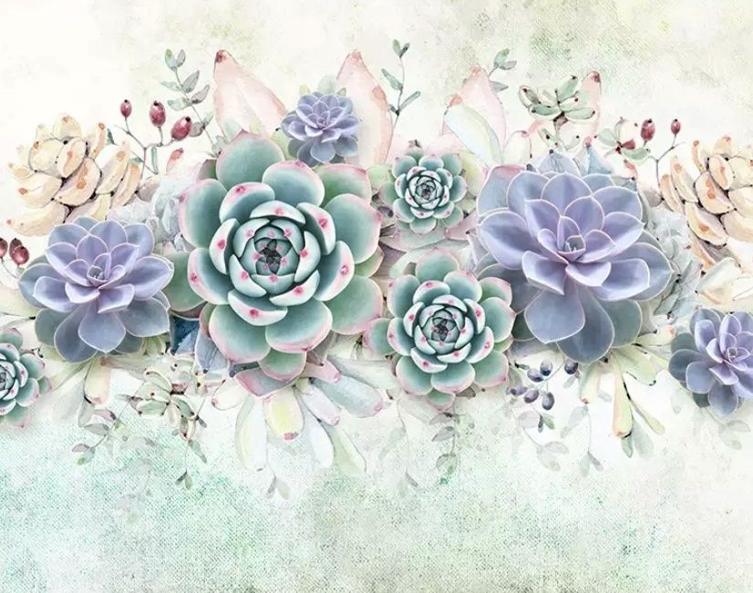 Vintage Purple Flowers Wallpaper Mural