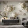 3D Embossed Look Rose Sculpture Wallpaper Mural