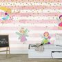 Kids Cartoon Fairy with Stripe Pattern Wallpaper Mural