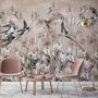 Flying Birds on Flowers Wallpaper Mural