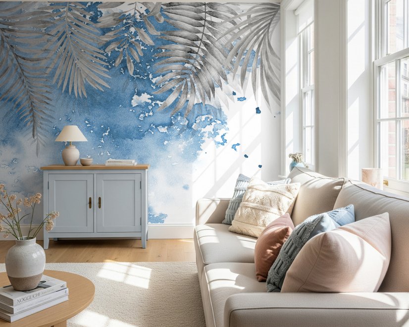 Nordic Style Tropical Leaves Wallpaper Mural